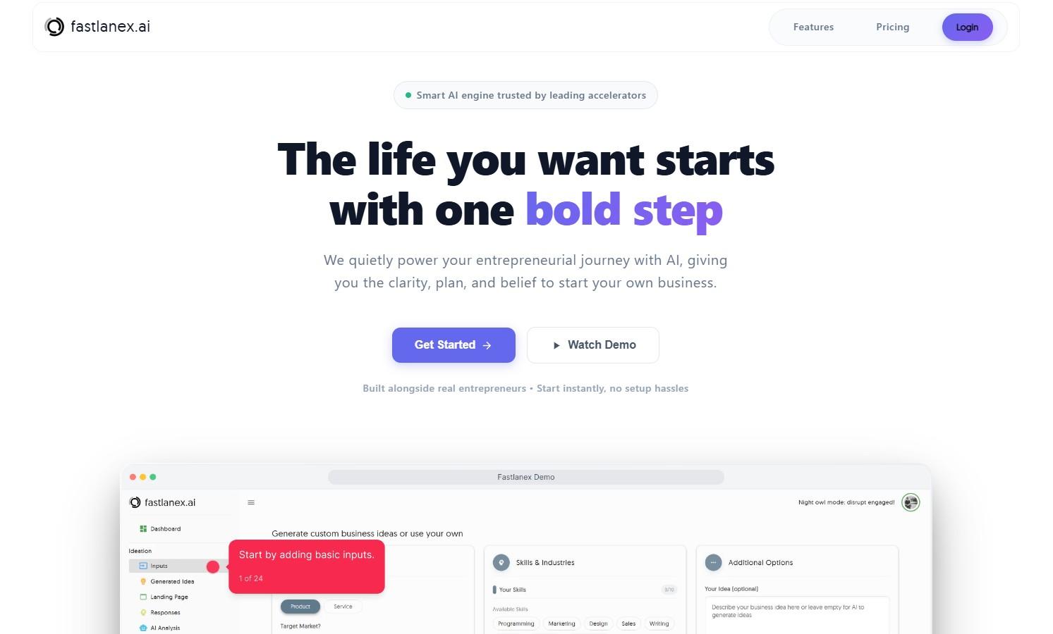 FastlaneX.ai competitor analysis and landing page validation platform