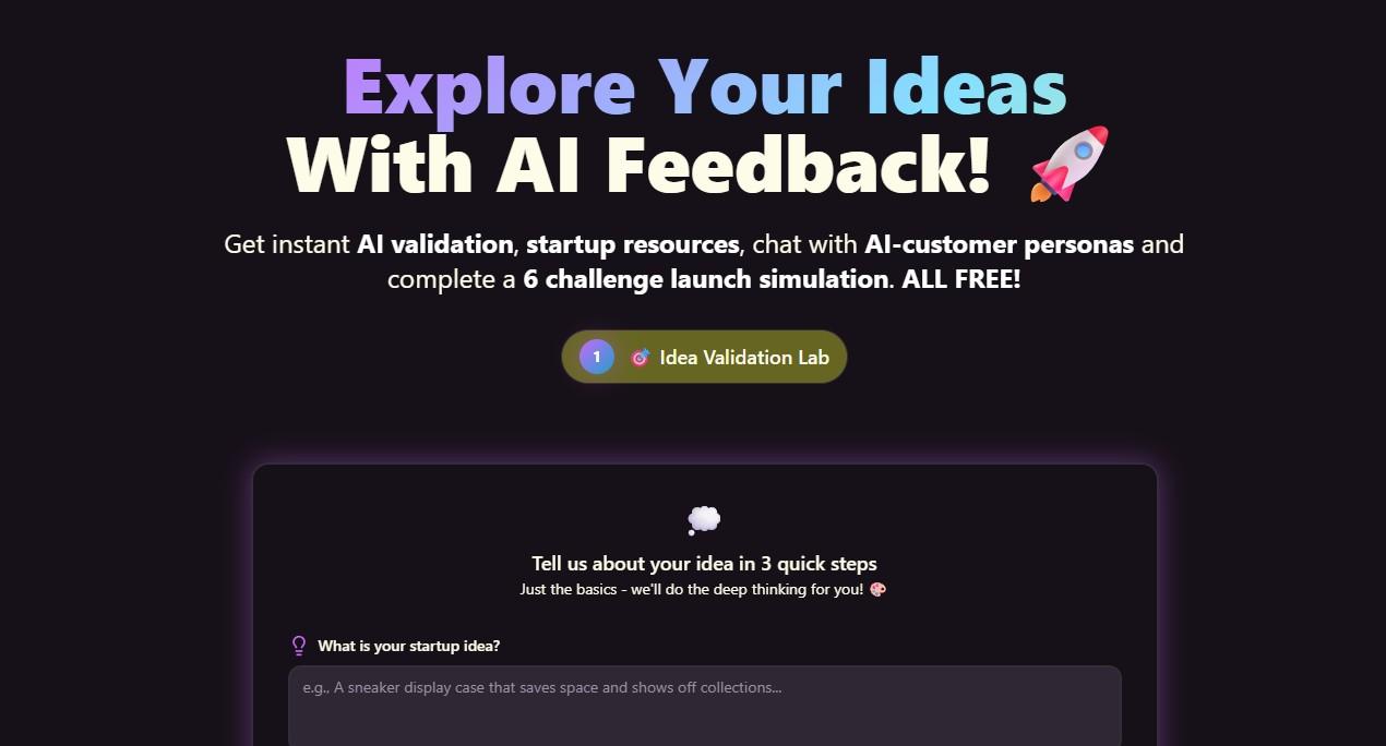 ValidatorAI startup idea validation tool interface