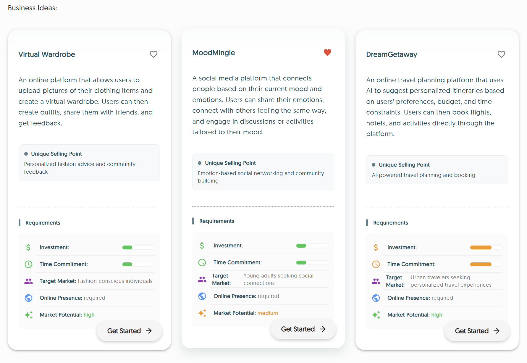 Business Planning Screenshot